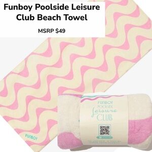 New Funboy Poolside Leisure Club Beach Towel Barbiecore 68x30